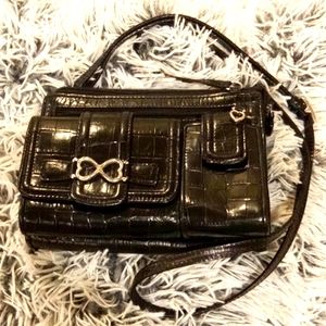 BRIGHTON BAG! Black Crocodile Leather Crossbody!